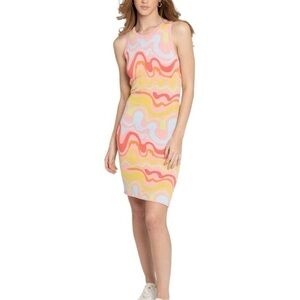Nicole Miller | Chakra Waves Mini Multicolor Swirl Dress Pink Multi
